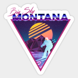 Retro Vaporwave Ski Mountain | Big Sky Montana | Shirts, Stickers, and More! Sticker